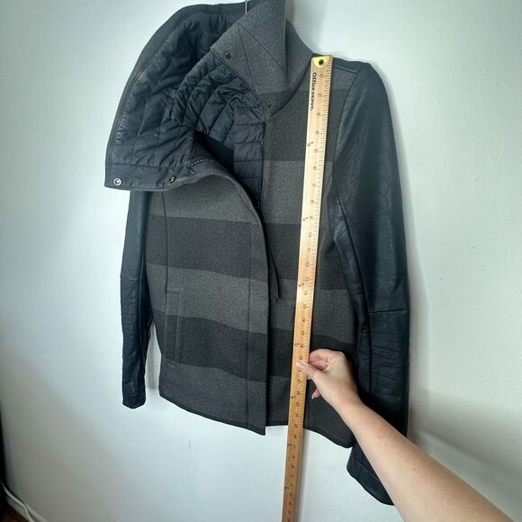 Lululemon Sweet Life Soot Black & Gray Stripe Biker Jacket Water Repel 4 - Picture 14 of 15